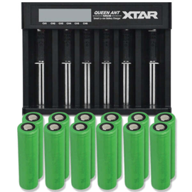 Xtar Queen ANT MC6 Li-ion batteriladdare + 12 st. Sony US18650VTC5 2600mAh Li Ion-batterier